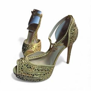 Thalia Sodi Gold Cut-Out Heels